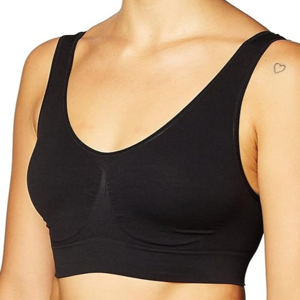 WHOLESALE Ahh by Rhonda Shear Women's Seamless Leisure Bra - BLACK - 5 PACK